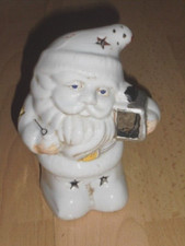 Windlicht hübscher Weihnachtsmann Porzellan weiß- Standfigur 12,5x10x7cm