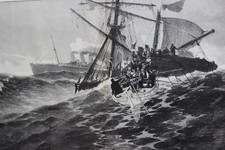 Antiker Holzstich Rettung
