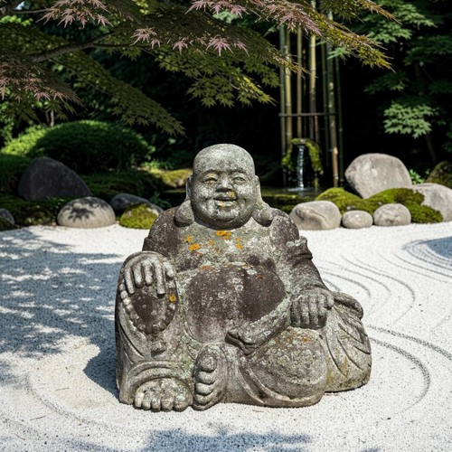 Happy buddha steinfigur - buddha, granit