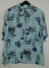GERRY WEBER Traumhafte Bluse Blau Blumen 100% Viskose Elegant Größe 42/44 TOP!