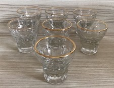 7 antike Schnapsgläser mit Goldrand 2 cl Hammer und Schwertmarke Ruhrglas