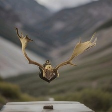 Edles Damhirsch-Geweih auf Holzbrett – Naturtrophäe Jagdtrophäe Wanddekoration