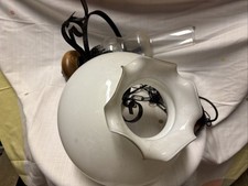 Lampe Stube Wohnzimmer Retro 80ziger Vintage Original Holz Glas Metall Hängelamp