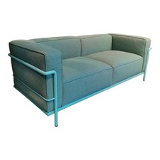 Cassina Outdoor Sofa LC3 Stoff Kimo Outdoor Smeraldo Grün Gestell Stahl Grün