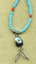 Halskette Necklace Bearclaw  Feder Indianer Western Indianerschmuck