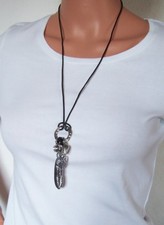 Kette Leder schwarz Halskette