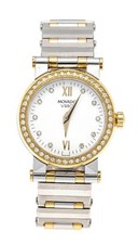 MOVADO Vizio Damenuhr Edelstahl 18k Gold Brillant Lünette Diamanten 0,40ct