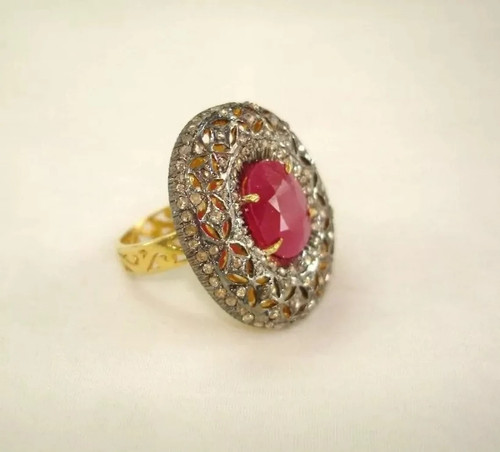 Victorian rubin pave diamant - rubin,