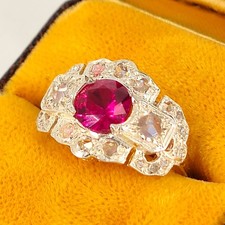 Viktorianischer Damenring „Rubinfeuer“ in Gold & Silber – um 1900