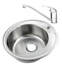 Spülbecken Edelstahl Spüle rund mit Spültischarmatur inkl. Zubehör 