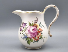 Meissen Porzellan Milchkännchen Sahnegießer antik, Blumen Handmalerei, vergoldet