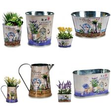 4 er  Set Landhaus Blumentopf- Pflanztopf  mit Lavendel / Kräuter Motiv