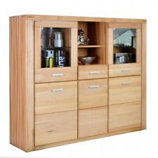 Highboard Vitrine Kernbuche teilmassiv Esszimmerschrank ELFO Kommode 6335