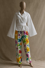 ? Louis Féraud Hose High Waist bunt Aquarellprint Vintage 80er 90er S