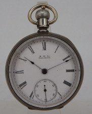 Frühe schwere offene Herrentaschenuhr Waltham Sterling Silber 1890 (96651)