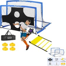 Kinder Fußballtore Set, 180x120cm, aufblasbar, inkl. Fußball, Leiter, Kegel, ...