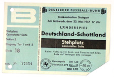 Ticket  - Deutschland : Schottland - 22. 05.1957 in Stuttgart