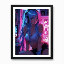 Anime Mädchen mit Kopfhörern