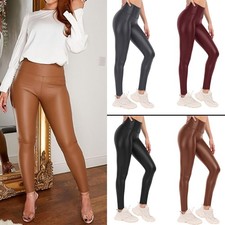 Damen Wetlook PU Legging