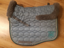 Mattes Lammfell Schabracke Platinum, Dressur XXL, aqua/anthrazit, TOP