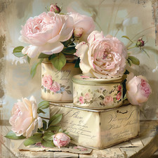 Wandbild Vintage Retro Dosen Shabby Rosen Deko Bild Blumen Wanddeko Dekofliese