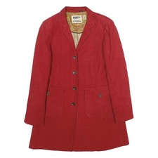 R95TH Damen rot Baumwolle maßgeschneidert Jacke UK 10 Knopf uni stilvoll