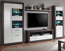 Wohnwand in weiß Hochglanz