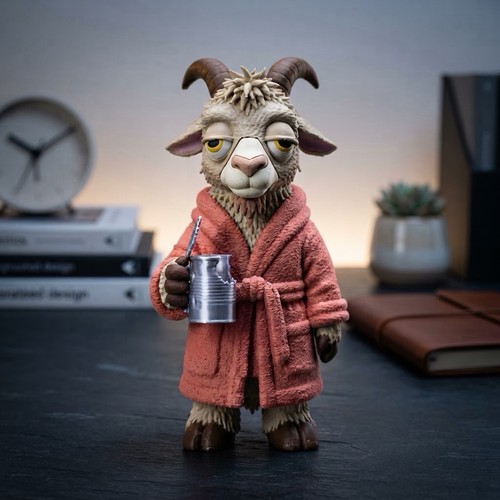 Müde ziegenbock figur mit - ziegenbock,