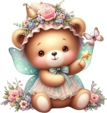 Fee Teddybär Blume Wandkunst