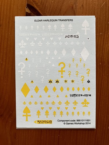 Eldar harlequin transfer sheet - transfer,