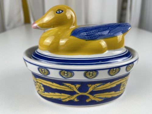 Keramik figur deckeldose ente - deckeldose,