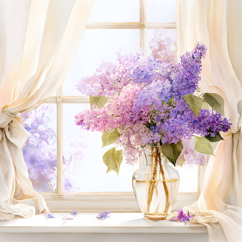 Wandbild fenster blumen vase - wandbild,