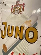 JUNO BITTE ! Historisches Zigaretten Reklame Emailschild Doppelseitiges Schild