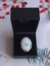 Regenbogen-Mondstein,Tabochon geschliffen 22×16 mm Oval.   , 925 Silberring Gr19