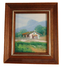 VINTAGE Miniatür-Olbild Signiert Holzrahmen B/H: 14,5 x 16,5 cm