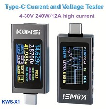 KWS-X1 Type-C Power Tester Voltage Current Meter USB-C Multimeter DC 4-30V 0-12A