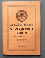 Ausschreibung Avus Großer Preis von Berlin 1955