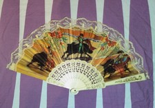 Handfächer Stoff Spanien Flamenco 80er 90er Jahre