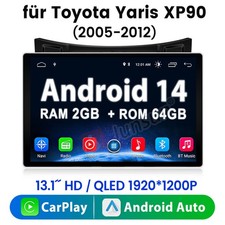 13.1" Autoradio Für Toyota Yaris XP90 2005-2010 Android 14 Carplay 2+64G NAVI BT