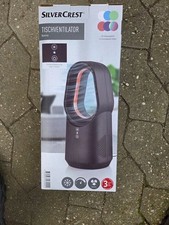 Silvercrest Rotorloser Tischventilator Mini-Ventilator LED schwarz Neu