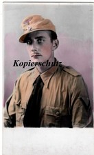 Orig. Portrait-Farbfoto Soldat Kriegsmarine Tropenuniform Feldmütze WK2