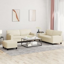 Sofagarnitur Kissen Sessel Sofa Couch Wohnzimmersofa 3-tlg. Kunstleder vidaXL
