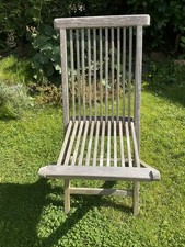Teak Holz Gartenstuhl geschliffen klappbar massiv ca. 89 cm Wohnfreuden