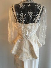 Hochzeit Braut Brautkleid Rock 36 Bustier Bolero Spitze 3 Teile Ecrue 40/42