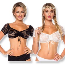 Dirndlbluse Spitze 34-46 Weiß