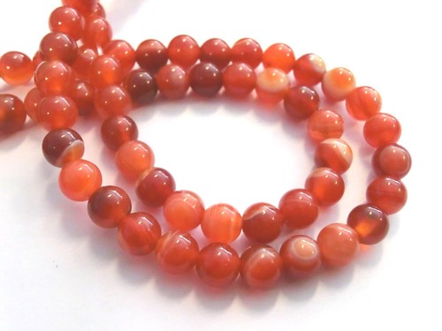 Achat 6mm rot weiß - , gestreift