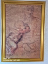 Kunstdruck a. Italien Madonna Colbambino Goldrahmen 102 x 72,5