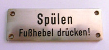 altes Bahnschild Spülen Fußhebel drücken! WC Toilette Hinweis DB Zug Metall 70er
