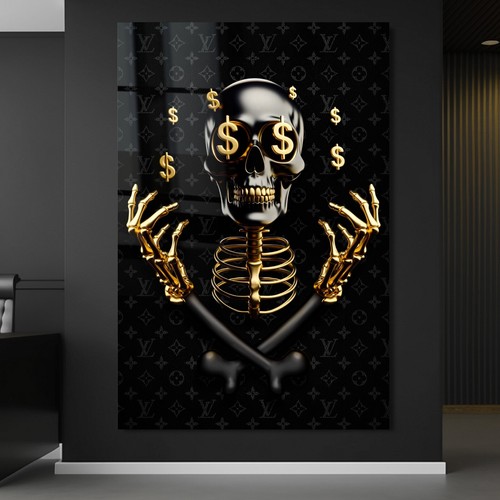 Wandbild skeleton geld - skeleton,