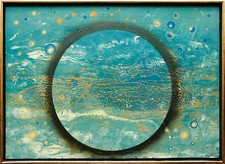 Sonnenfinsternis, Öl-Lackgemälde 71 x 99 cm 1998 Astronomie, Jozsef Toth *1944